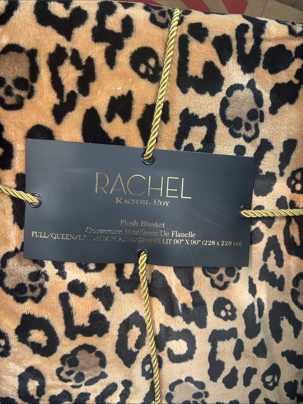 Viral leopard & skull print queen blanket Halloween brown black